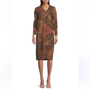 NWT Etro Print Drop Shoulder Wool Blend Midi Dress - Size 44